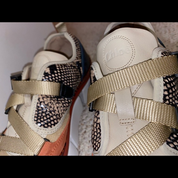 Chloé- authentic designer Sonnie Snakeskin Sneakers multicolored - Picture 5 of 12